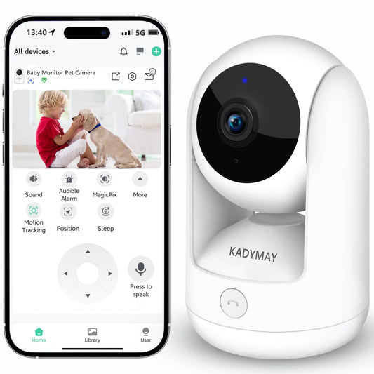 Kadymay Pet Camera – 2K Dog/Baby Monitor with Motion Tracking & App
